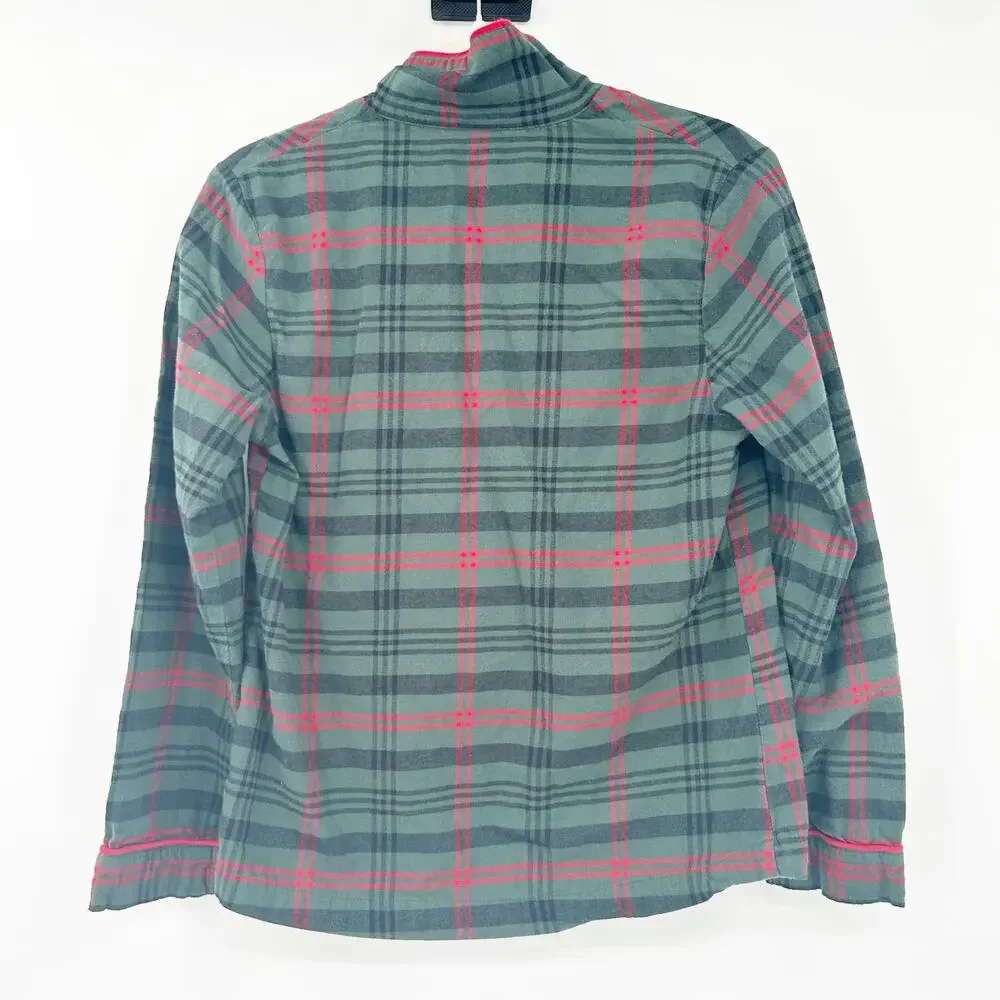 Hearth & Hand Womens Christmas Holiday Flannel Tartan Plaid Button Pajama Top XS